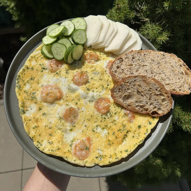Omeleta s krevetami, recept z Nutrikalkulačky