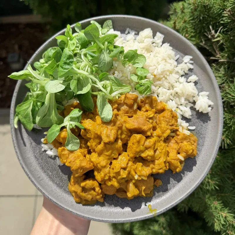 Vepřové nudličky na kari s rýží, recept z Nutrikalkulačky
