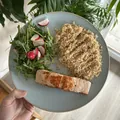 Losos na pánvi s kuskusem a salátkem, recept s výživovými hodnotami